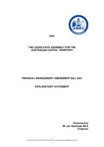 2007  THE LEGISLATIVE ASSEMBLY FOR THE AUSTRALIAN CAPITAL TERRITORY  FINANCIAL MANAGEMENT AMENDMENT BILL 2007