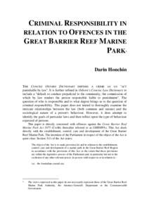 Criminal responsibility in relation to offences in the Great Barrier Reef Marine Park (in: Environmental crime : proceedings of a conference held 1-3 September 1993, Hobart)