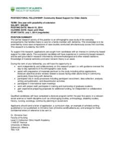 Consortium for North American Higher Education Collaboration / Dementia / Health / Academia / University of Alberta / Edmonton / Ethnography / Canadian Institutes of Health Research / Doctorate / Aging-associated diseases / Cognitive disorders / Association of Commonwealth Universities