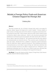 -6 (1), 2013  European Journal of Economic and Political Studies Beliefs in Foreign Policy Goals and American Citizens’ Support for Foreign Aid