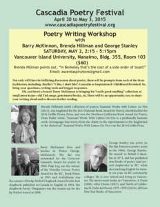 Poetry / Literature / Barry McKinnon / BpNichol / Brenda Hillman