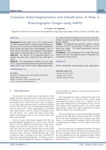 en37  Original Article Computer Aided Segmentation and Classification of Mass in Mammographic Images using ANFIS