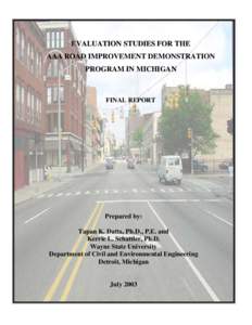 EVALUATION STUDIES FOR THE AAA ROAD IMPROVEMENT DEMONSTRATION PROGRAM IN MICHIGAN-