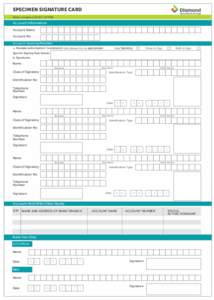 SPECIMEN SIGNATURE CARD Please complete in BLOCK LETTERS. Account Information Account Name Account No.