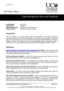 UCPLUC Policy Library Traffic Management Policy and Guidelines  Last Modified