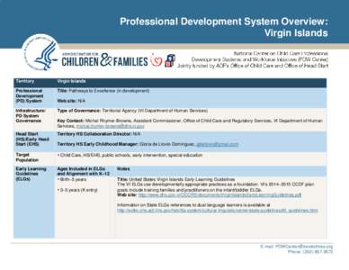 Professional Development System Overview: Virgin Islands Territory  Virgin Islands