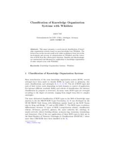 Classification of Knowledge Organization Systems with Wikidata Jakob Voß Verbundzentrale des GBV (VZG), Göttingen, Germany 