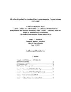 Memberships in Conventional Intergovernmental Organizations