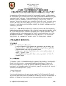 FIRE PROTECTION SYSTEMS NARRATIVE REPORTS