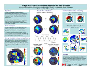 A High-Resolution Ice-Ocean Model of the Arctic Ocean Youyu Lu, Shannon Nudds, Ji Lei, Michael Dunphy, Frederic Dupont, Charles Hannah, Simon Prinsenberg Bedford Institute of Oceanography Objectives  Results: Pan-Arctic 