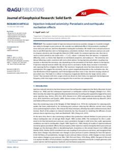 Journal of Geophysical Research: Solid Earth RESEARCH ARTICLE2015JB012060 Key Points: • Abrupt shut-in can lead to locally sharp increase in seismicity rate