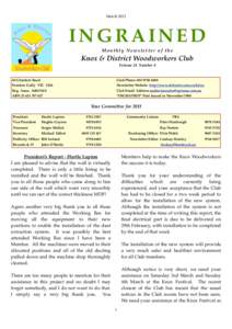 March[removed]INGRAINED Monthly Newsletter of the  Knox & District Woodworkers Club