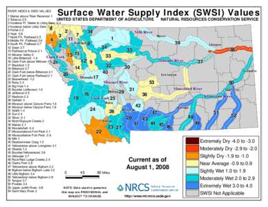 RIVER INDEX & SWSI VALUES  Surface Water Supply Index (SWSI) Values 1 Marias above Tiber Reservoir 1 UNITED STATES DEPARTMENT OF AGRICULTURE