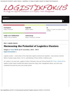 Harnessing the Potential of Logistics Clusters | Logistikfokus | En blogg om logistik, transport och Supply Chain Management