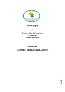 Process Report on 8th Southern African Civil Society Forum 6 to 9 August 2012 In Maputo, Mozambique