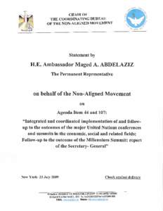 CHAIR OF THE COORDINATING BUREAU OF THE NON-ALIGNED MOVEMENT Statement by