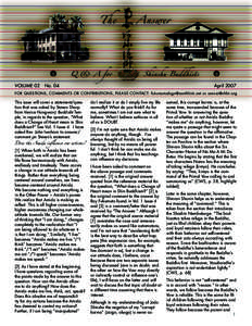 VOLUME 02	 No. 04									  April 2007 FOR QUESTIONS, COMMENTS OR CONTRIBUTIONS, PLEASE CONTACT: [removed] or [removed]