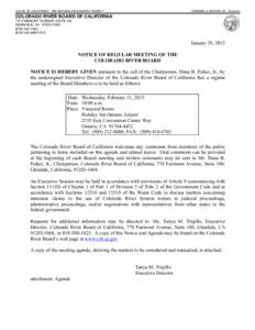 STATE OF CALIFORNIA - THE NATURAL RESOURCES AGENCY  EDMUND G. BROWN, JR., Governor COLORADO RIVER BOARD OF CALIFORNIA 770 FAIRMONT AVENUE, SUITE 100