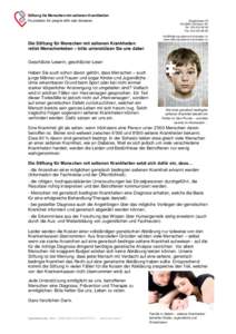 Stiftung für Menschen mit seltenen Krankheiten Foundation for people with rare diseases Wagistrasse 25 CH-8952 Schlieren ZH Tel[removed]