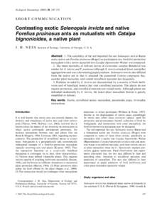 Phyla / Symbiosis / Insect ecology / Ants / Ecology / Ceratomia catalpae / Nectar / Fire ant / Catalpa / Biology / Myrmicinae / Entomology