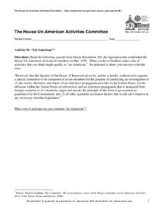 United States / House Un-American Activities Committee / Hollywood blacklist / Alger Hiss / Whittaker Chambers / John Howard Lawson / Blacklist / McCarthyism / History of the United States / Politics of the United States