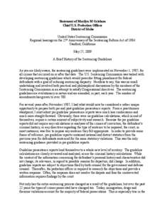 Statement of Marilyn M Grisham Chief U.S. Probation Officer District of Idaho United States Sentencing Commission Regional hearings on the 25th Anniversary of the Sentencing Reform Act of 1984 Stanford, California