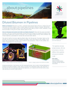 Diluted Bitumen in Pipelines What is bitumen? Bitumen is a thick, molasses-type product that is found in regions around the world, but more locally in the oil sands regions of northern Alberta, Canada. Sometimes, it’s 