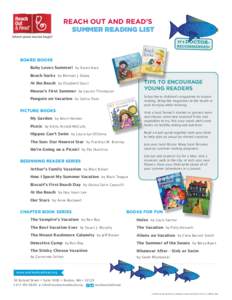 REACH OUT AND READ’S SUMMER READING LIST 0-2 YEARS  BOARD BOOKS