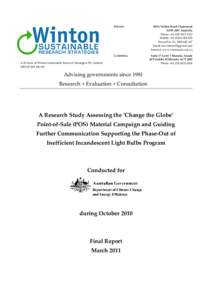 SYDNEY:  CANBERRA: A division of Winton Sustainable Research Strategies Pty Limited ABN[removed]