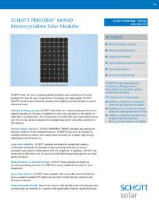 US  SCHOTT PERFORM™ MONO Monocrystalline Solar Modules  SCHOTT PERFORM™ MONO