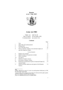 Reprint as at 1 July 2013 Arms Act 1983 Public Act Date of assent