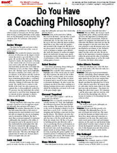 Coaching • All ages  Do You Have a Coaching Philosophy? This was first published in The Technician,