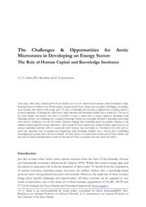 The Challenges & Opportunities for Microstates in Developing an Energy Sector: Arctic  The Role of Human Capital and Knowledge Institutes