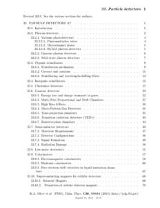 33. Particle detectors 1 Revised[removed]See the various sections for authors. 33. PARTICLE DETECTORS AT[removed]Introduction  . . . . . . . . . . . . . . . . . . . . .