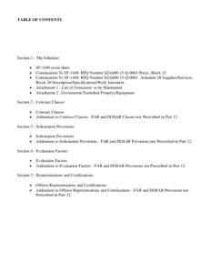 TABLE OF CONTENTS  Section 1 - The Schedule   