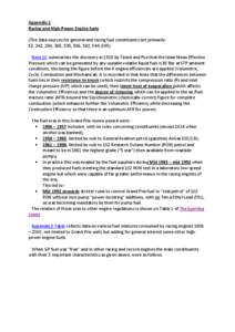 Appendix 2 Racing and High-Power Engine fuels (The data sources for general and racing fuel constituents are primarily: 52, 242, 294, 365, 535, 586, 592, 594, 895) Note 10 summarises the discovery in 1919 by Tizard and P