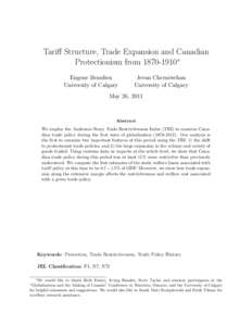 Tariff Structure, Trade Expansion and Canadian Protectionism from[removed]∗ Eugene Beaulieu University of Calgary  Jevan Cherniwchan