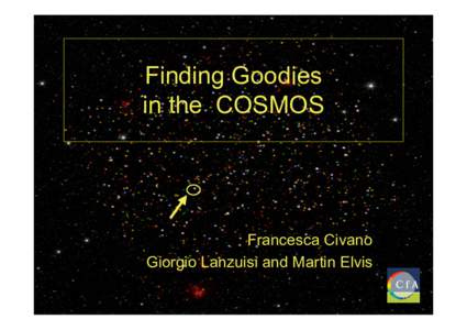 Finding Goodies in the COSMOS Francesca Civano Giorgio Lanzuisi and Martin Elvis