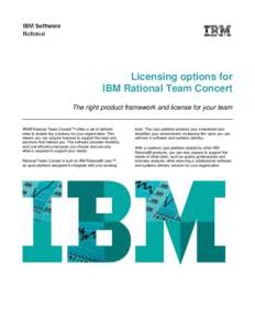 Configuration management / Integrated development environments / IBM Rational Team Concert / Software project management / IBM software / Rational Software / Application lifecycle management / Rational Synergy / IBM Rational ClearCase / Software / Computing / UML Partners