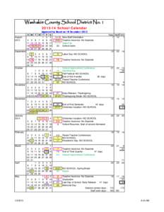 Washakie County School District No[removed]School Calendar[removed]