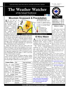 YOUR NATIONAL WEATHER SERVICE SPOKANE QUARTERLY REPORT  V O L X IX , IS SU E 1 M ARC HThe Weather Watcher