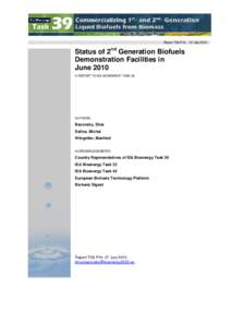 2nd gen biofuels demoplants