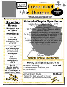 Colorado Ninety-Nines September 2014 Newsletter of the Colorado Ninety-Nines International Organization of Women Pilots