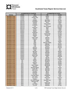 Southwest Texas Region Service Area List  REGION Southwest Texas Southwest Texas Southwest Texas