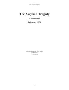 The Assyrian Tragedy  The Assyrian Tragedy Annemasse February 1934