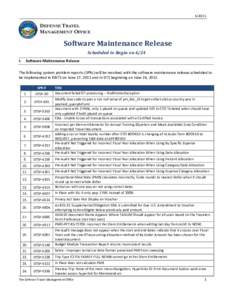 [removed]DEFENSE TRAVEL MANAGEMENT OFFICE  Software Maintenance Release