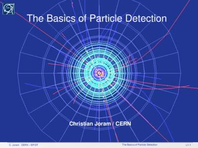 The Basics of Particle Detection  Christian Joram / CERN C. Joram CERN – EP/DT