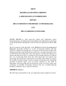 DRAFT BILATERAL QUARANTINE AGREEMENT A MEMORANDUM OF UNDERSTANDING BETWEEN THE GOVERNMENT OF THE REPUBLIC OF THE FIJI ISLANDS AND