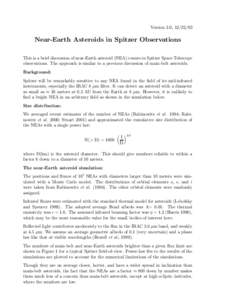 Version 3.0, [removed]Near-Earth Asteroids in Spitzer Observations This is a brief discussion of near-Earth asteroid (NEA) counts in Spitzer Space Telescope observations. The approach is similar to a previous discussion