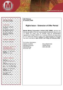 Microsoft Word[removed]MNM ASX Release - Rights Issue Extension.docx